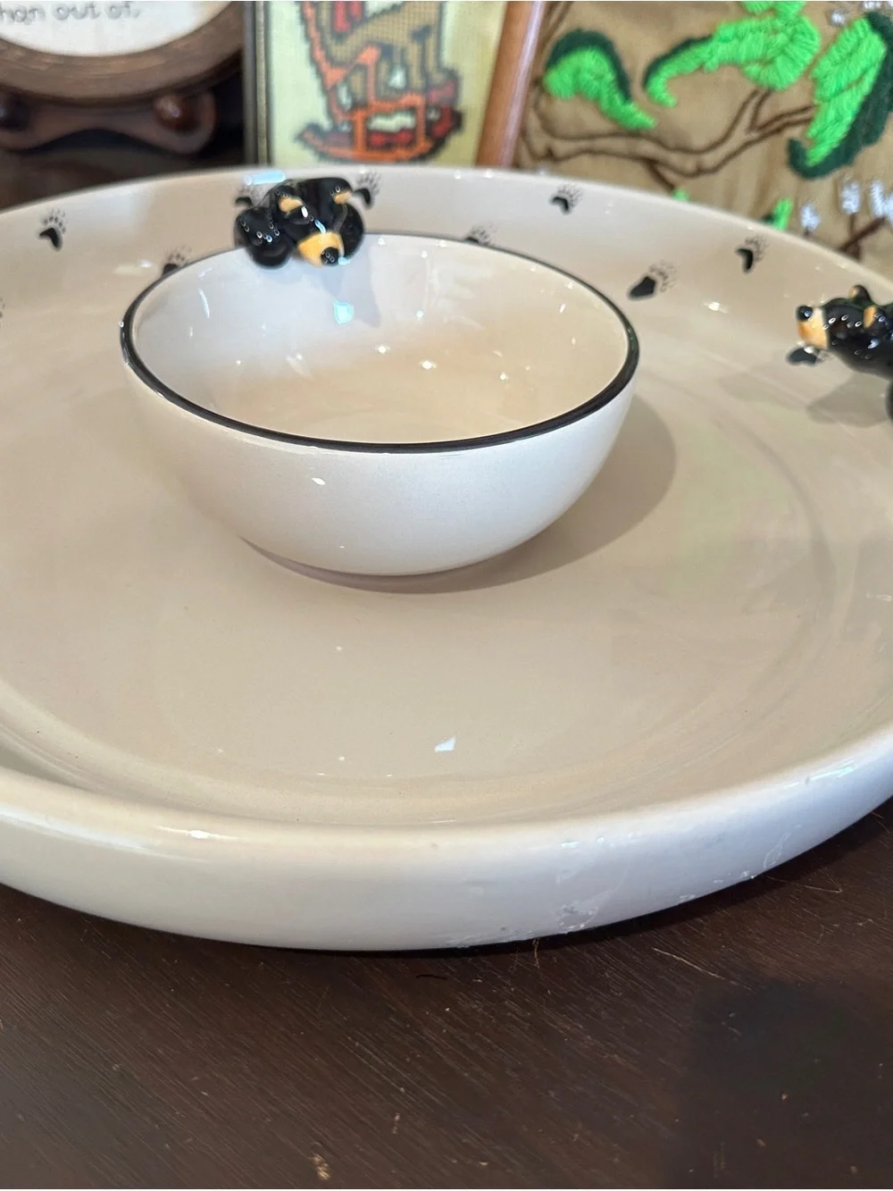 Bear chip dip bowl big sky carvers Cracker Barrel